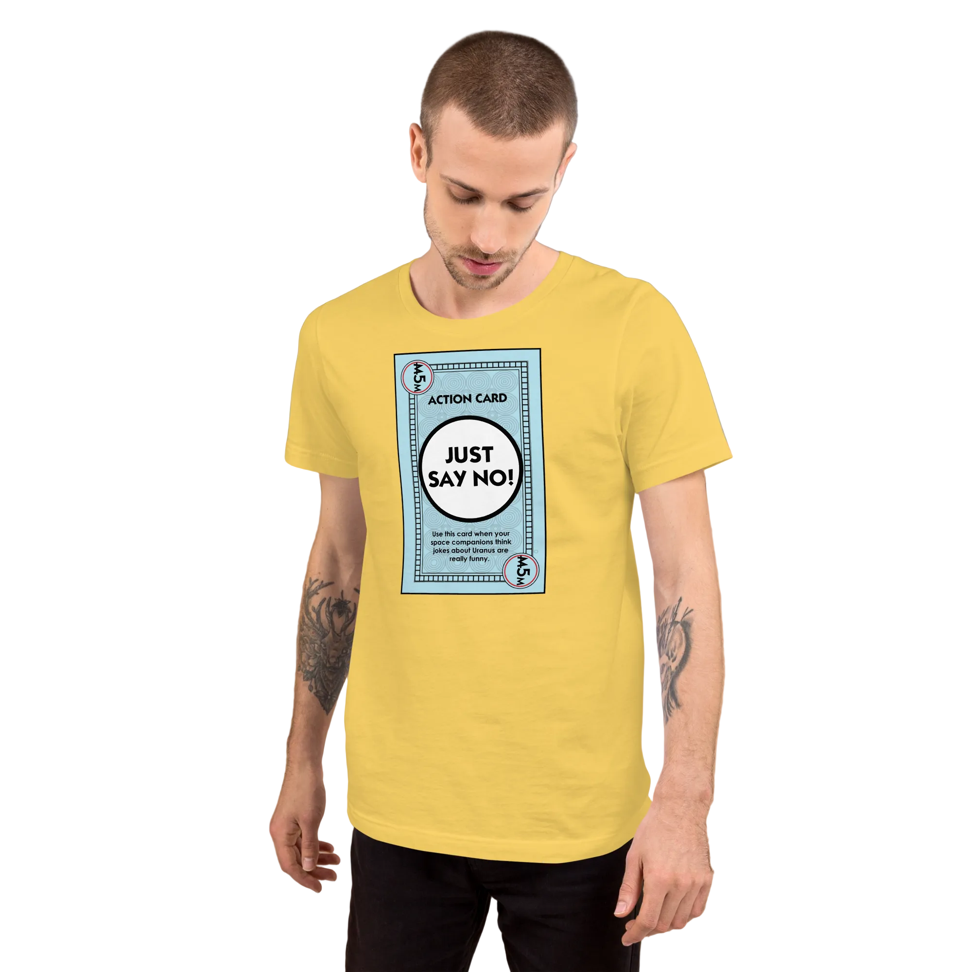 Cosmic Tarzan Just Say No! t-shirt for men.
